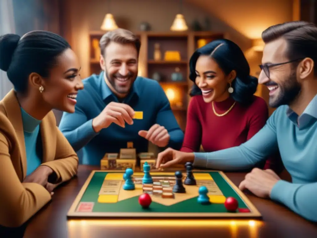 Grupo diverso disfruta de juegos de mesa en ambiente festivo con descuentos juegos mesa Navidad