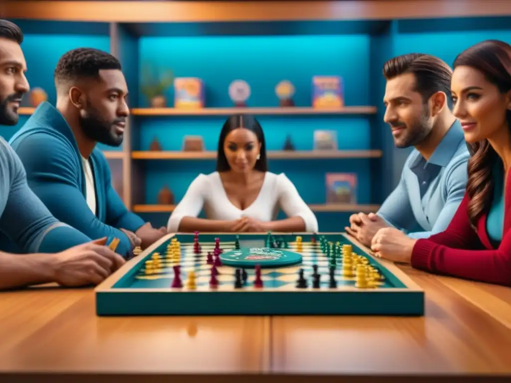 Emocionante diversión en familia: juegos de mesa para todos Grupo diverso disfruta intensamente de juegos de mesa, fomentando desarrollo cognitivo
