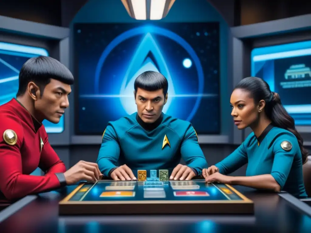 Un grupo diverso de jugadores inmersos en una partida de 'Star Trek: Catan', con estrategias y emoción palpable