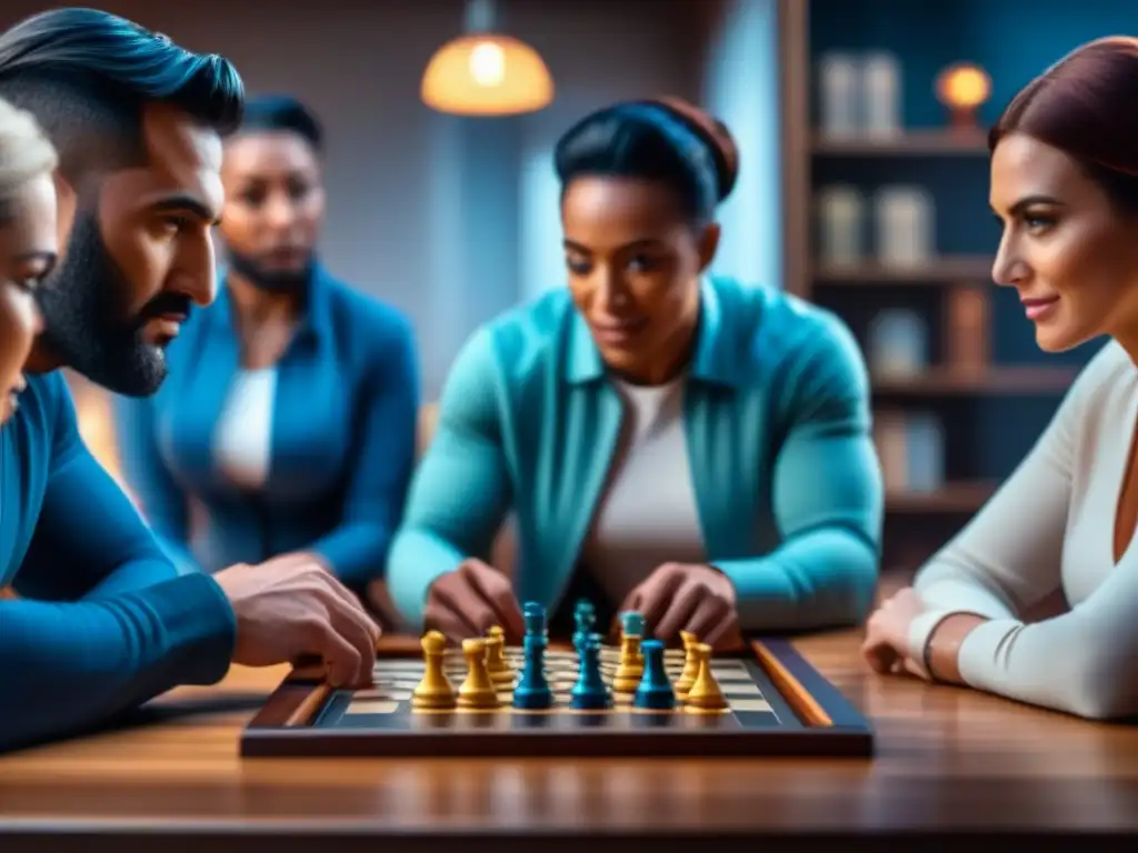 Grupo diverso disfrutando de los mejores juegos de mesa para habilidades cognitivas en sala acogedora