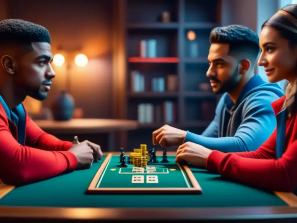 Un grupo diverso de niños disfruta con resiliencia en juegos de mesa, concentrados y felices en una habitación acogedora