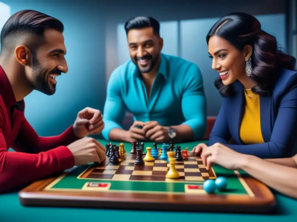 Grupo diverso disfrutando de ofertas irresistibles juegos mesa en ambiente alegre y concentrado