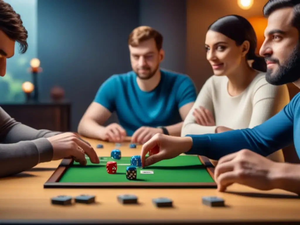 Un grupo diverso de personas con autismo disfrutando de un juego de mesa, mostrando concentración y conexión