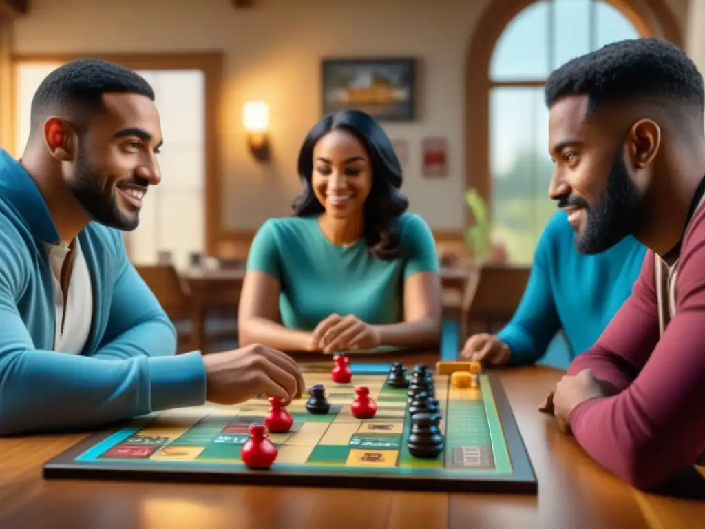 Un grupo diverso de personas concentradas en un juego de mesa en un centro comunitario