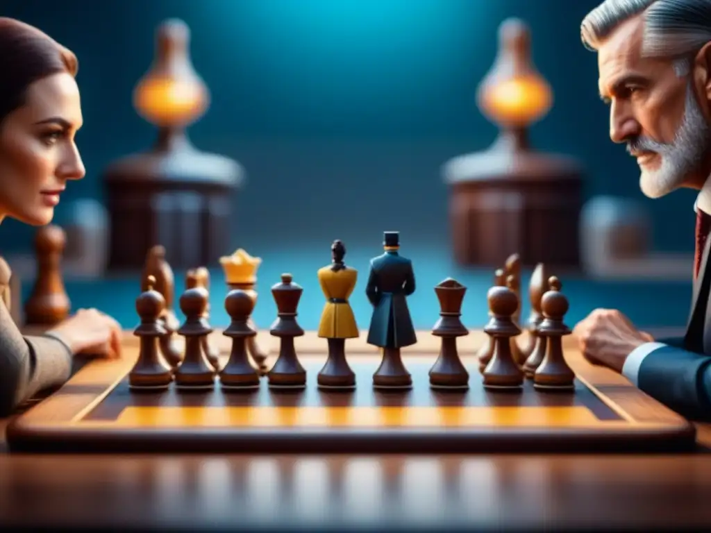 Partida de juego de mesa: diversidad, emoción y detalle Grupo diverso de personas concentradas en un juego de mesa de madera, inmersos en la estética juegos de mesa renacimiento