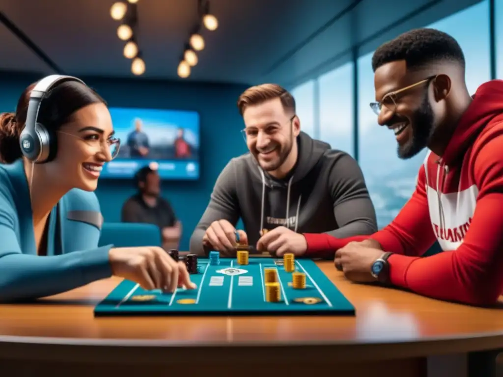 Juego inclusivo: Diversidad y tecnología AI en acción Un grupo diverso de personas con discapacidades juega un juego de mesa con ayuda de una Inteligencia Artificial
