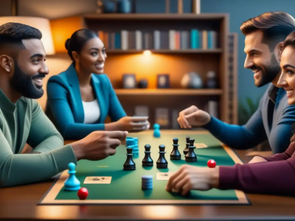 Un grupo diverso de personas disfruta de juegos de mesa en un club juegos mesa local