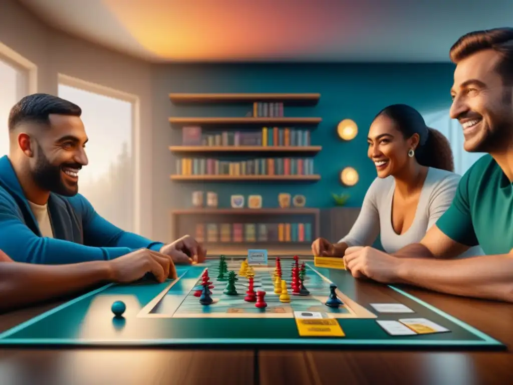 Juego de mesa inclusivo: diversión y unión para todas las edades Un grupo diverso de personas disfruta de juegos de mesa inclusivos todas edades, creando un ambiente cálido y alegre
