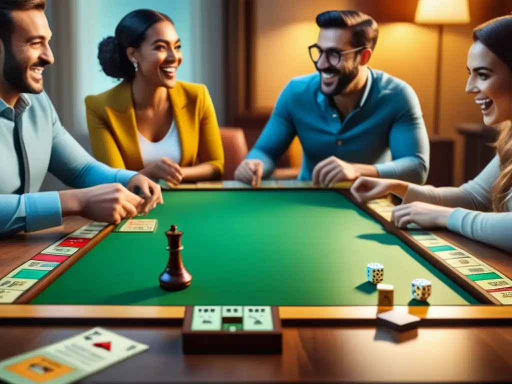 Un grupo diverso de personas disfruta de juegos de mesa populares como Monopoly y Scrabble