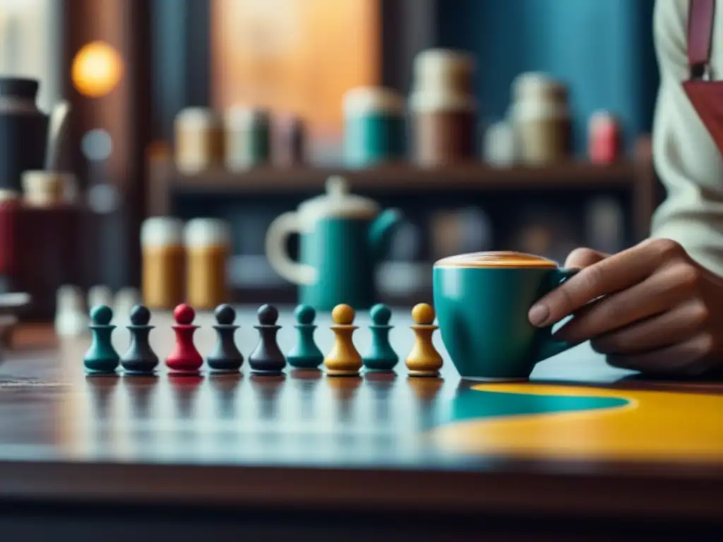 Un grupo diverso de personas personaliza juegos de mesa en una acogedora cafetería