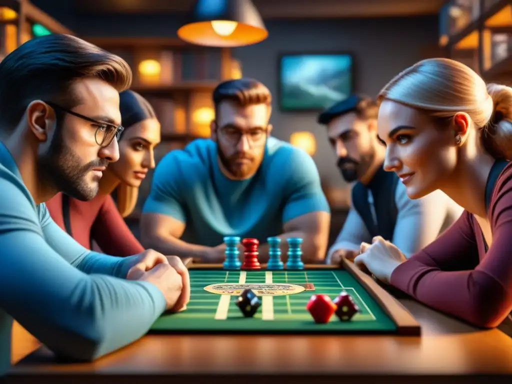 Grupo diverso sumergido en estratégico juego online de mesa