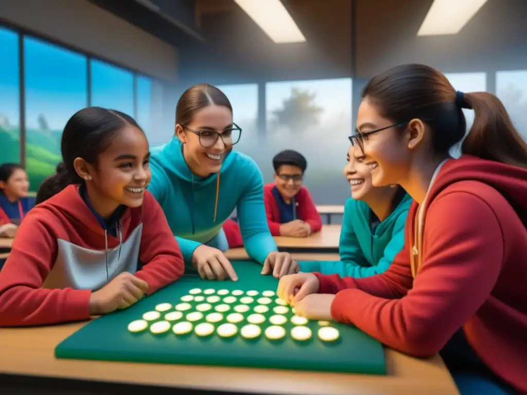 Un grupo de estudiantes diversos participa con entusiasmo en juegos educativos innovadores en un evento anual