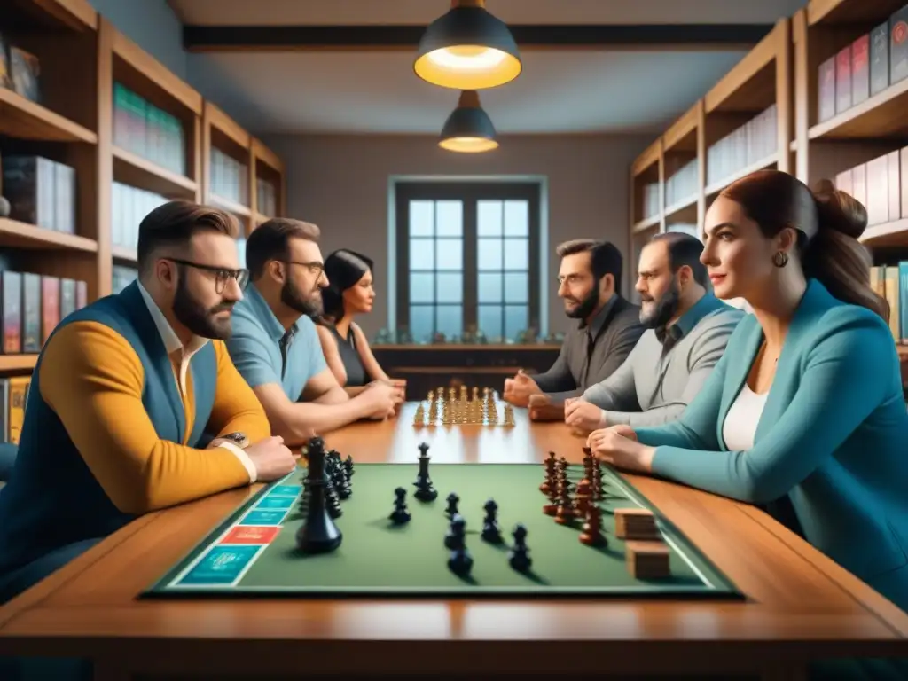 Un grupo de expertos en juegos de mesa analizando con emoción diversas sagas