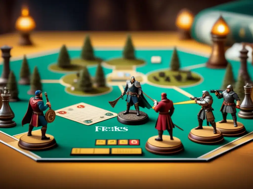 Partida épica de 'El Señor de los Anillos': estrategia y emoción Grupo inmerso en estrategias para ganar juego de mesa 'El Señor de los Anillos', con expresiones intensas y detallados componentes de juego