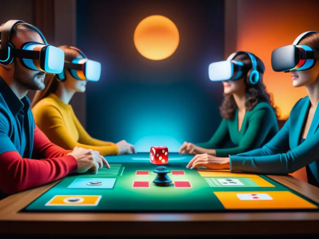 Grupo inmerso en juego de mesa con Realidad Virtual, fusionando lo tradicional con lo moderno