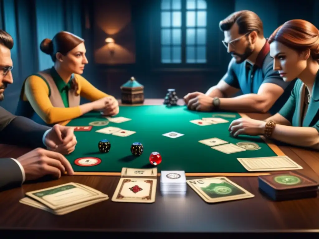 Grupo inmerso en una partida intensa de 'Historia Arkham Horror Juego Cartas'