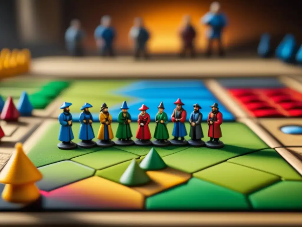 Grupo de jugadores concentrados en el juego Carcassonne, estrategias y expansiones en acción