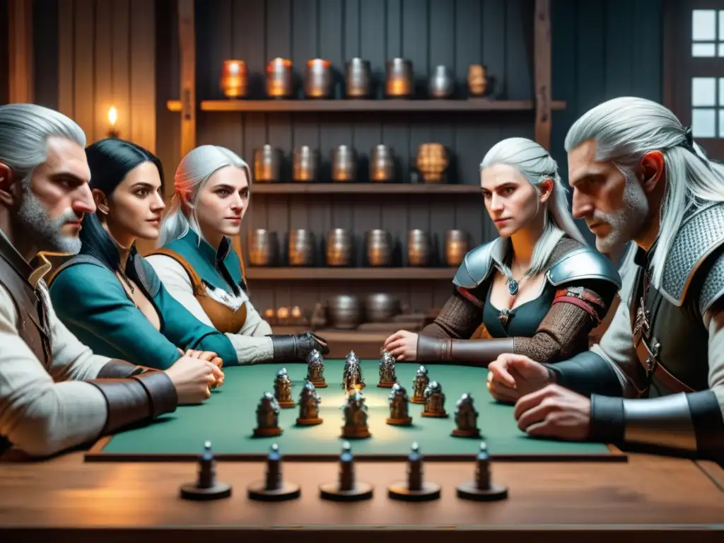 Un grupo de jugadores entusiastas disfruta de una intensa partida del juego de mesa 'The Witcher'