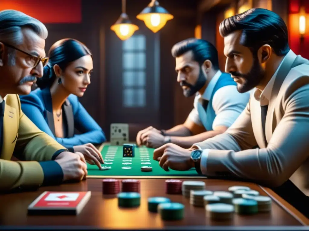 Intensa estrategia de jugadores expertos de Boss Monster en ambiente épico Grupo de jugadores de Boss Monster expertos en estrategias avanzadas, concentrados y emocionados en una partida intensa