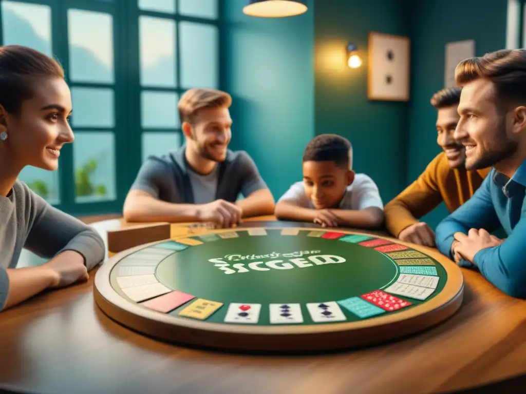 Grupo de niños disfrutando de juegos de mesa para pensamiento crítico en aula luminosa