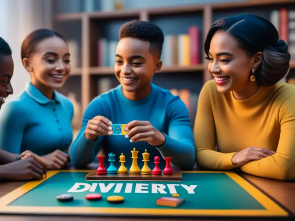 Un grupo de niños diversos disfrutando y aprendiendo juntos con juegos de mesa para enseñar diversidad