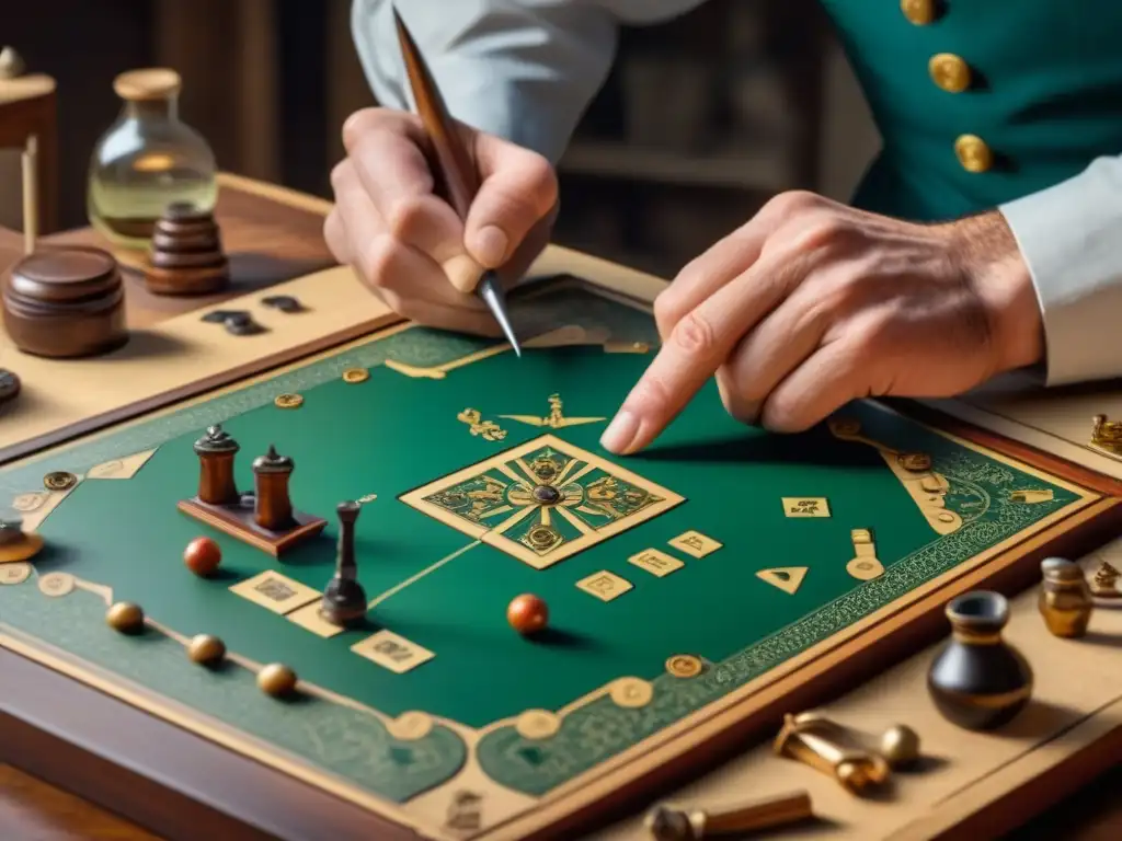 Habilidosas manos restauran un juego de mesa antiguo en un taller iluminado, destacando la precisión y dedicación en la restauración