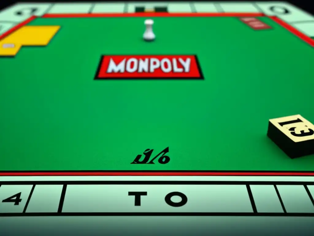 Descubre la historia secreta del Monopoly en detalle, con sus vibrantes colores y elementos icónicos de la mesa de juego vintage