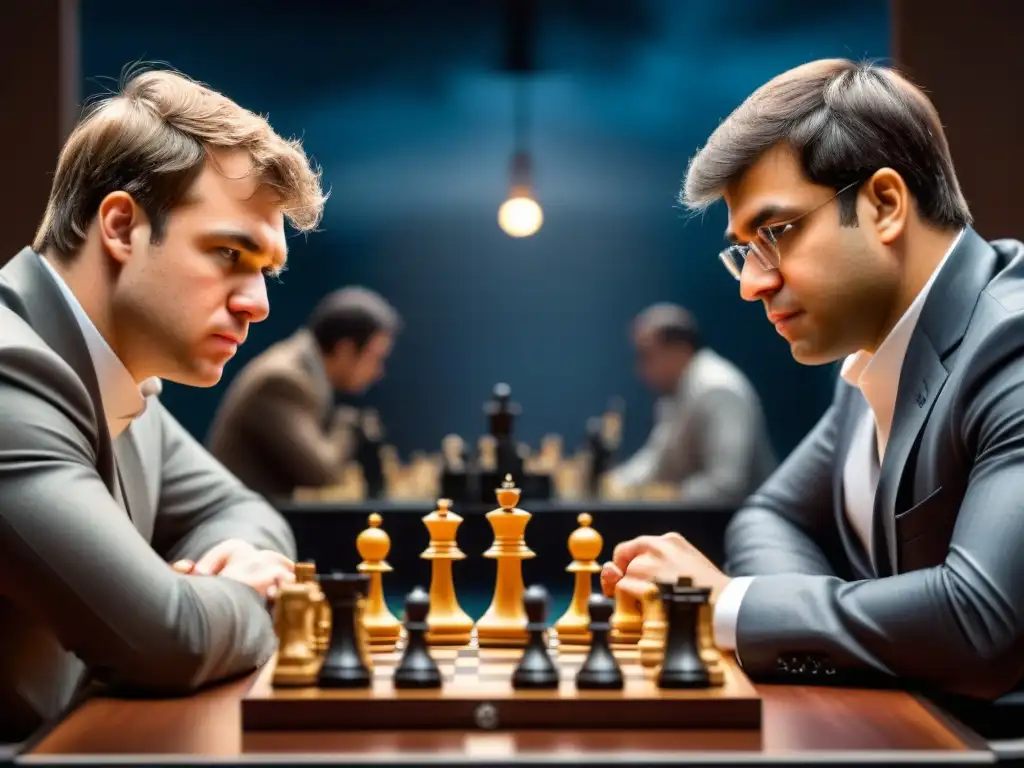 En la histórica final del Campeonato Mundial de Ajedrez 2013, Magnus Carlsen y Viswanathan Anand se enfrentan en un duelo de concentración