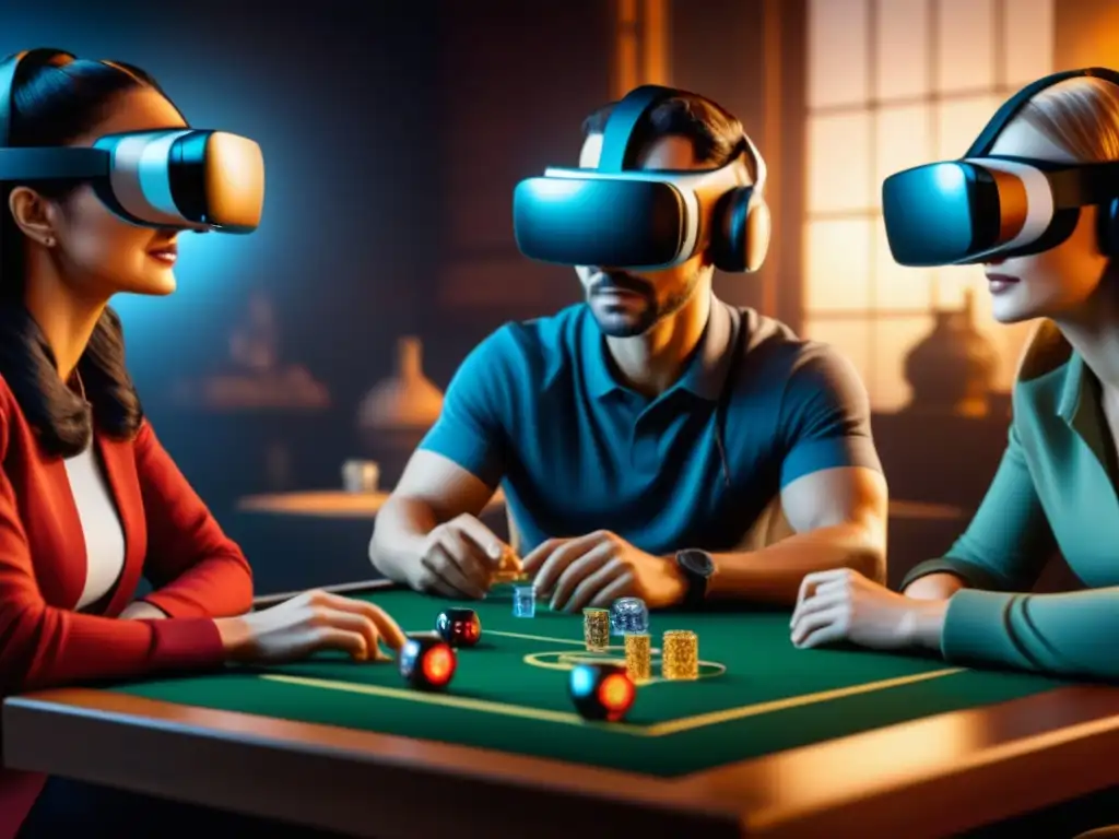 Una imagen detallada de diversidad en Realidad Virtual en juegos de mesa, fusionando tecnología y tradición