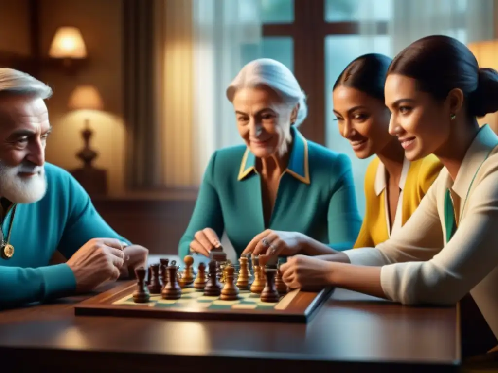 Importancia de la interacción social en juegos de mesa entre generaciones en una cálida reunión familiar