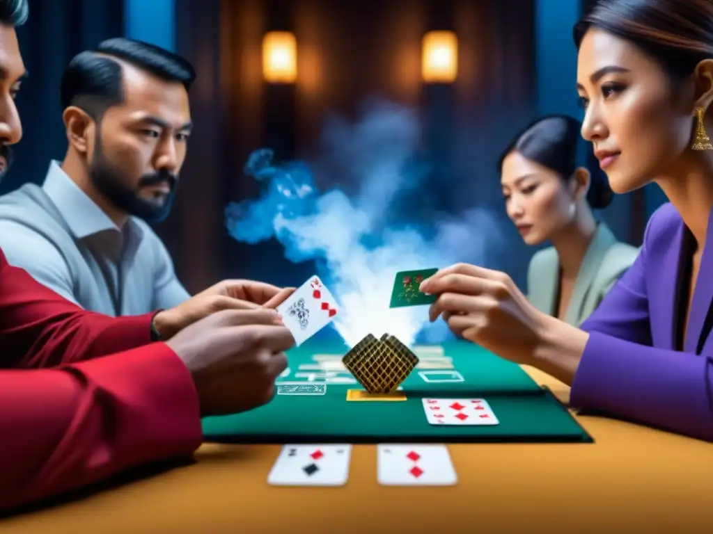 Intensa concentración y estrategia en el juego de mesa Hanabi