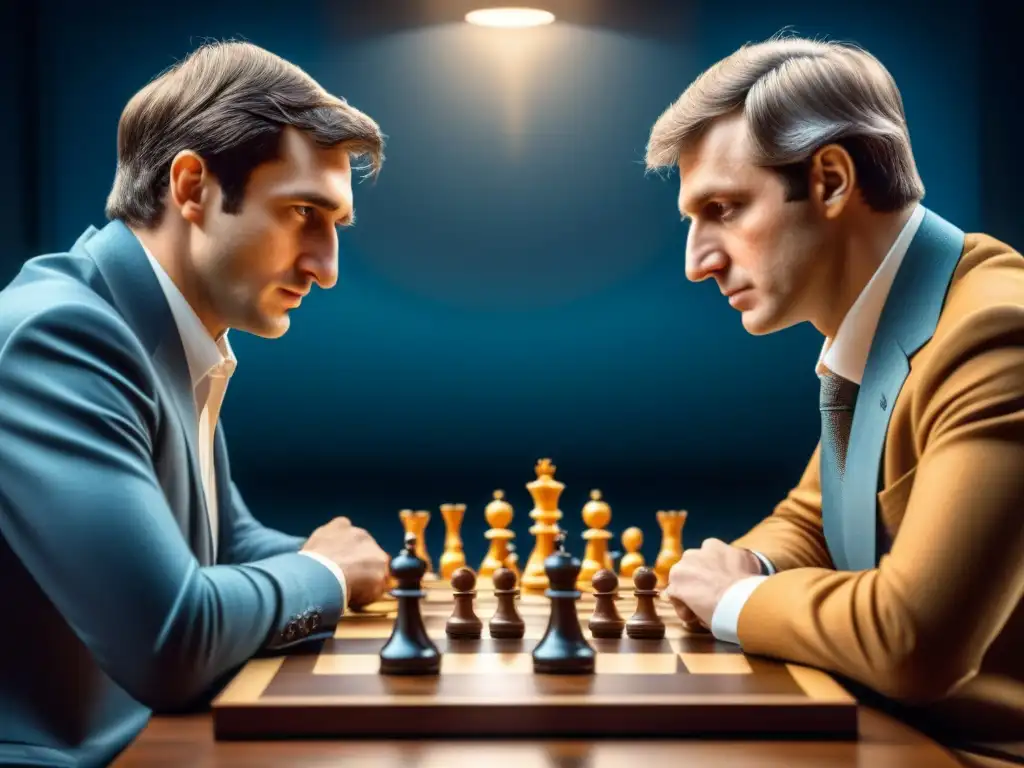 Intensa partida de ajedrez entre Fischer y Spassky en 1972