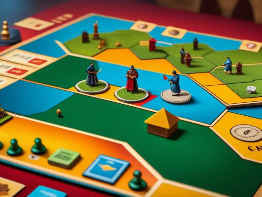 Intensa partida de Estrategias Catan juego cartas dominar en sala llena de juegos de mesa y guías estratégicas