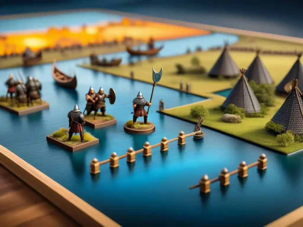 Intensa partida de Vikings: El Juego de Mesa con estrategias vikingas en un tablero detallado y jugadores concentrados