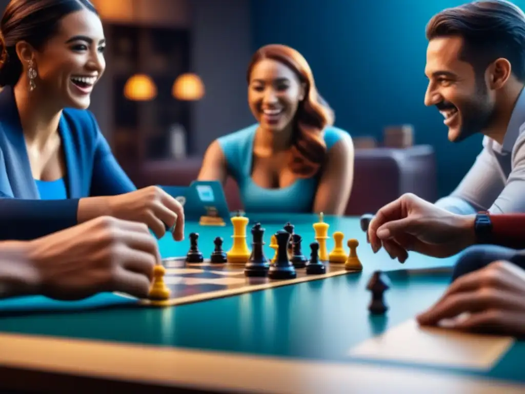 Intensa conexión social y concentración en juegos de mesa con amigos