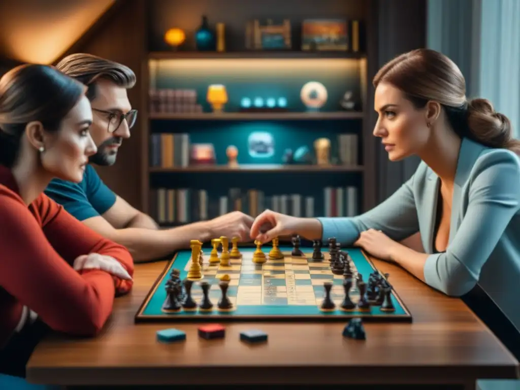 Intensas estrategias en juegos de mesa competitivos en una sesión de juego