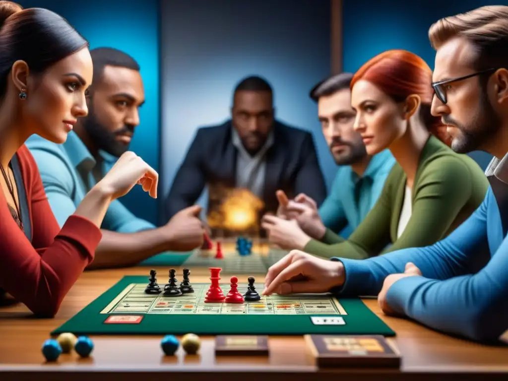 Intensas estrategias de juegos de mesa competitivos entre jugadores concentrados