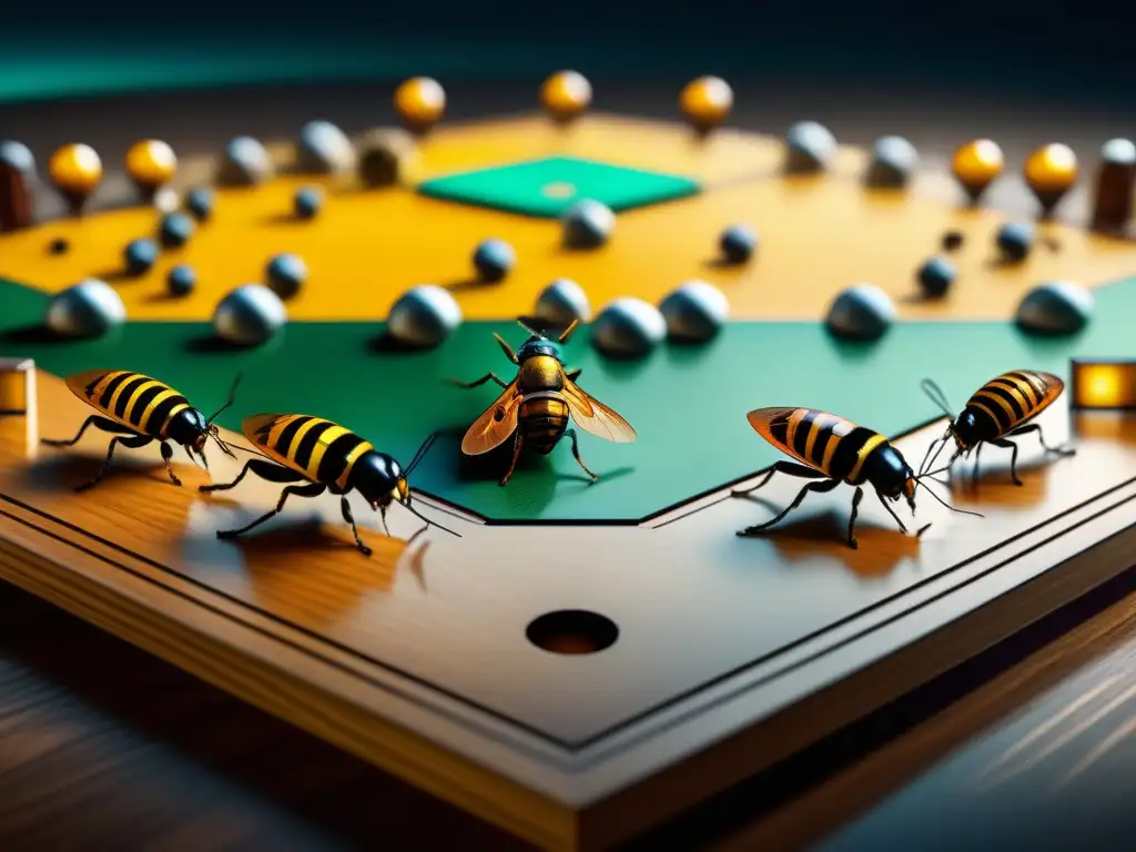 Intenso juego de Hive con estrategias ganadoras del juego Hive en acción: jugadores concentrados listos para el siguiente movimiento