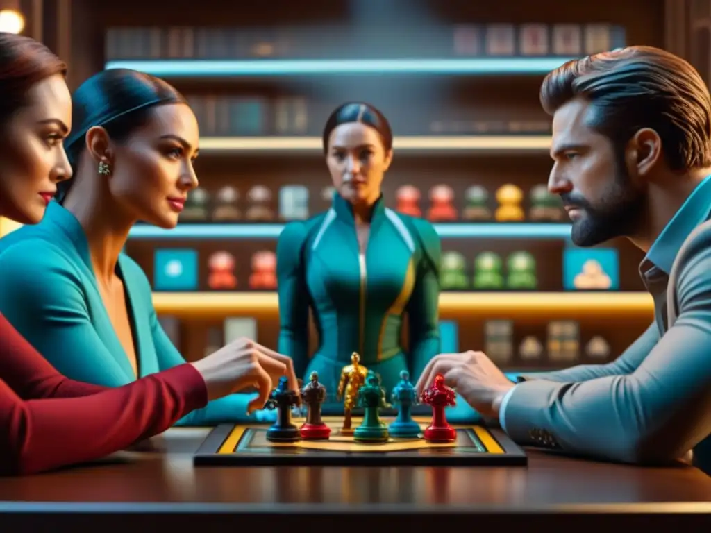 Un intenso juego de mesa Marvel con jugadores concentrados en estrategias