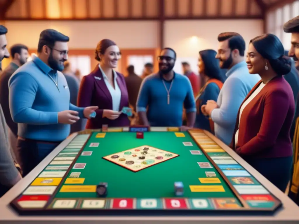 Intercambio de juegos de mesa usados en evento comunitario: diversión y entusiasmo entre personas de todas las edades
