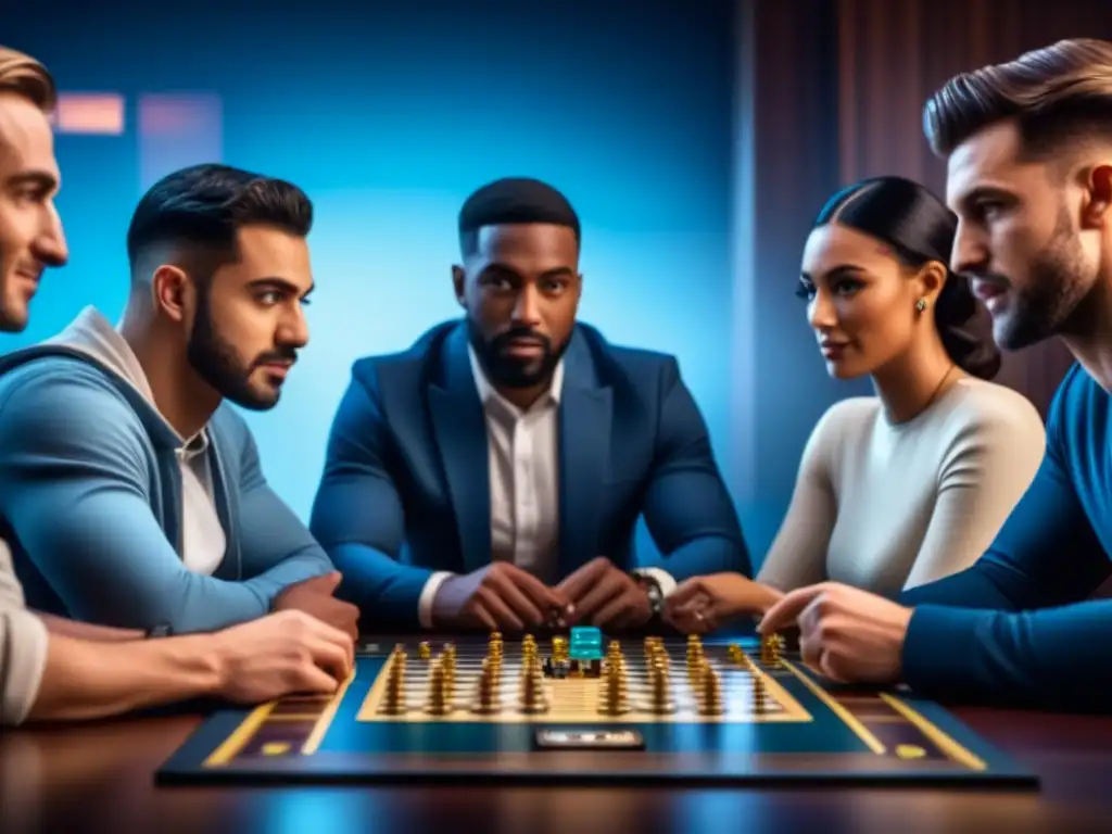 Jóvenes concentrados en juego de mesa con sensores de movimiento