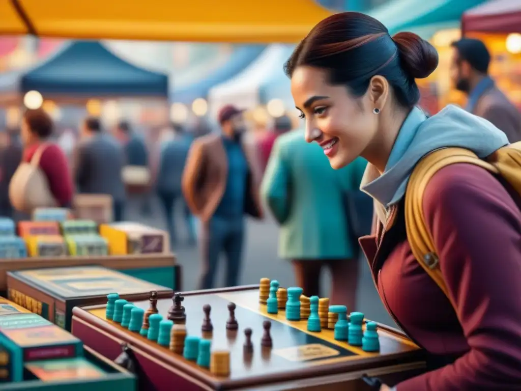 Explorando joyas ocultas juegos de mesa en bullicioso mercado de pulgas