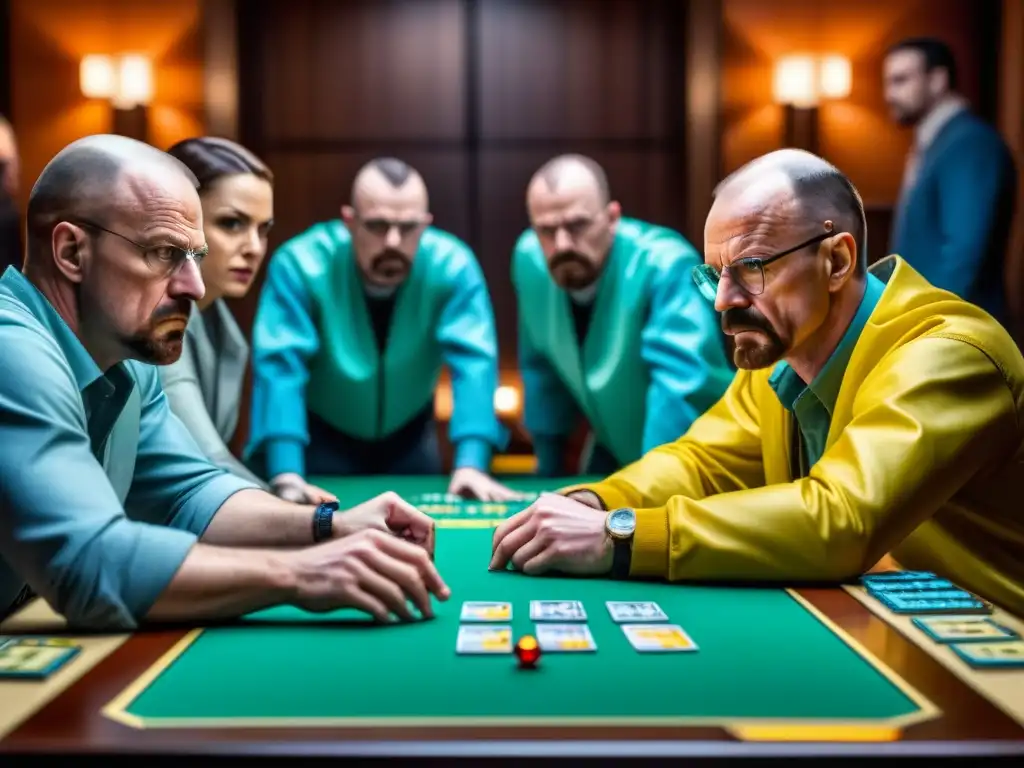 Juego de mesa Breaking Bad: Jugadores concentrados en partida estratégica con elementos de la serie