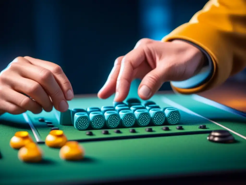 Juegos de mesa accesibles para discapacidad visual: manos explorando un tablero de braille, concentración y disfrute