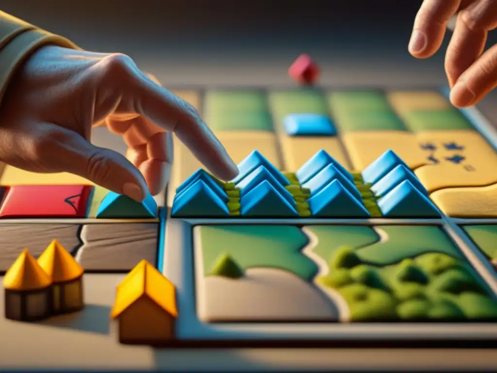 Un jugador coloca estratégicamente una ficha en el juego de mesa Carcassonne, revelando la historia y la emoción del juego