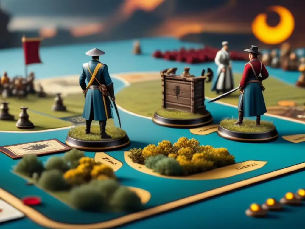 Jugadores estratégicos inmersos en el juego de mesa Scythe Expansiones, concentración y camaradería en cada movimiento