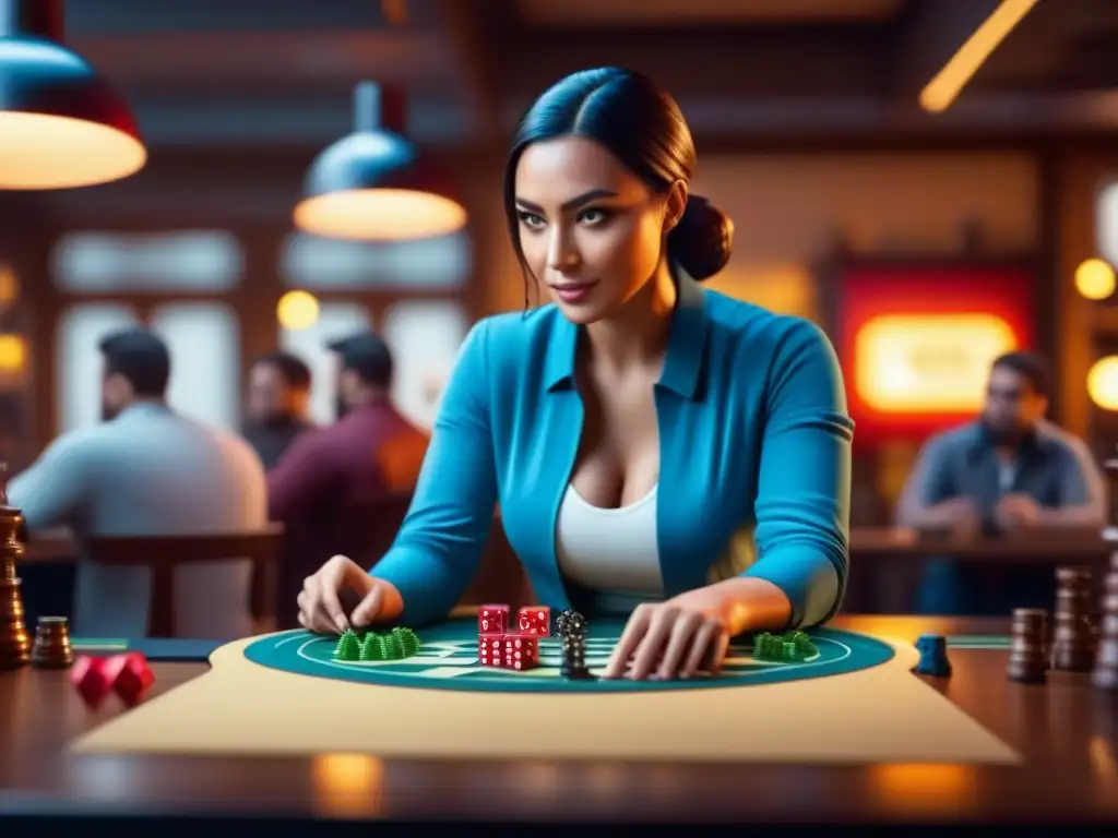 Jugadores inmersos en estrategias en café de juegos de mesa