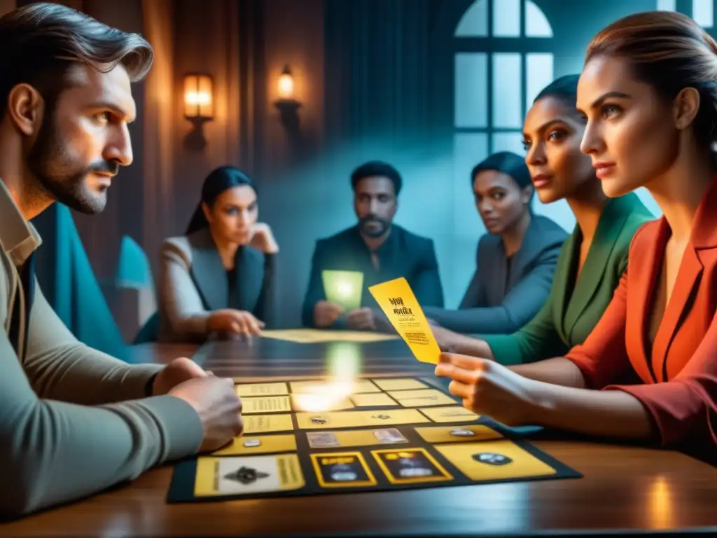 Jugadores inmersos en 'Betrayal at House on the Hill', creando narrativa en juegos de mesa