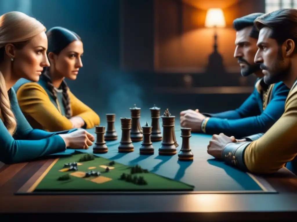 Jugadores estratégicos en batalla medieval Jugadores intensos influenciando oponentes en juegos estrategia medieval