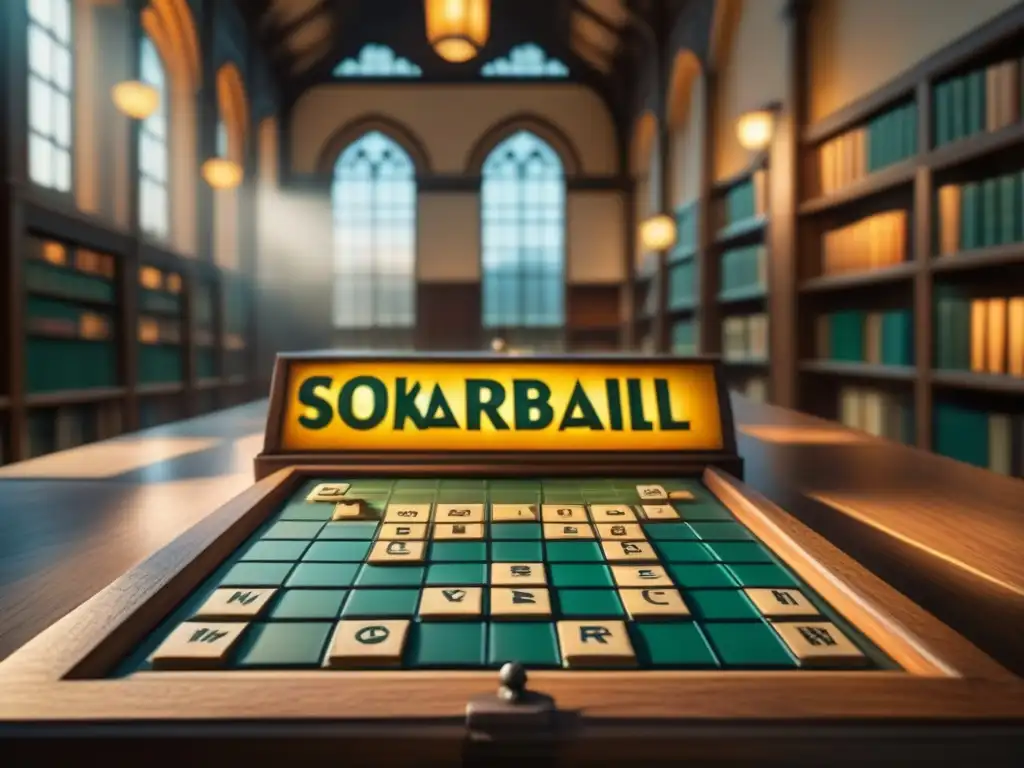 Jugadores crean palabras en tablero de Scrabble en histórica biblioteca de Oxford